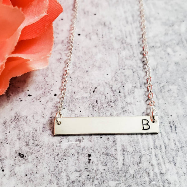 Initial Bar Necklace Salt and Sparkle