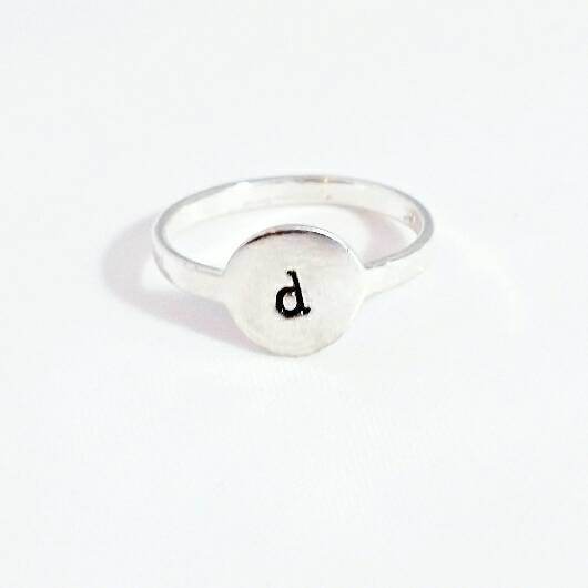 Initial Signet Sterling Silver Ring Salt and Sparkle