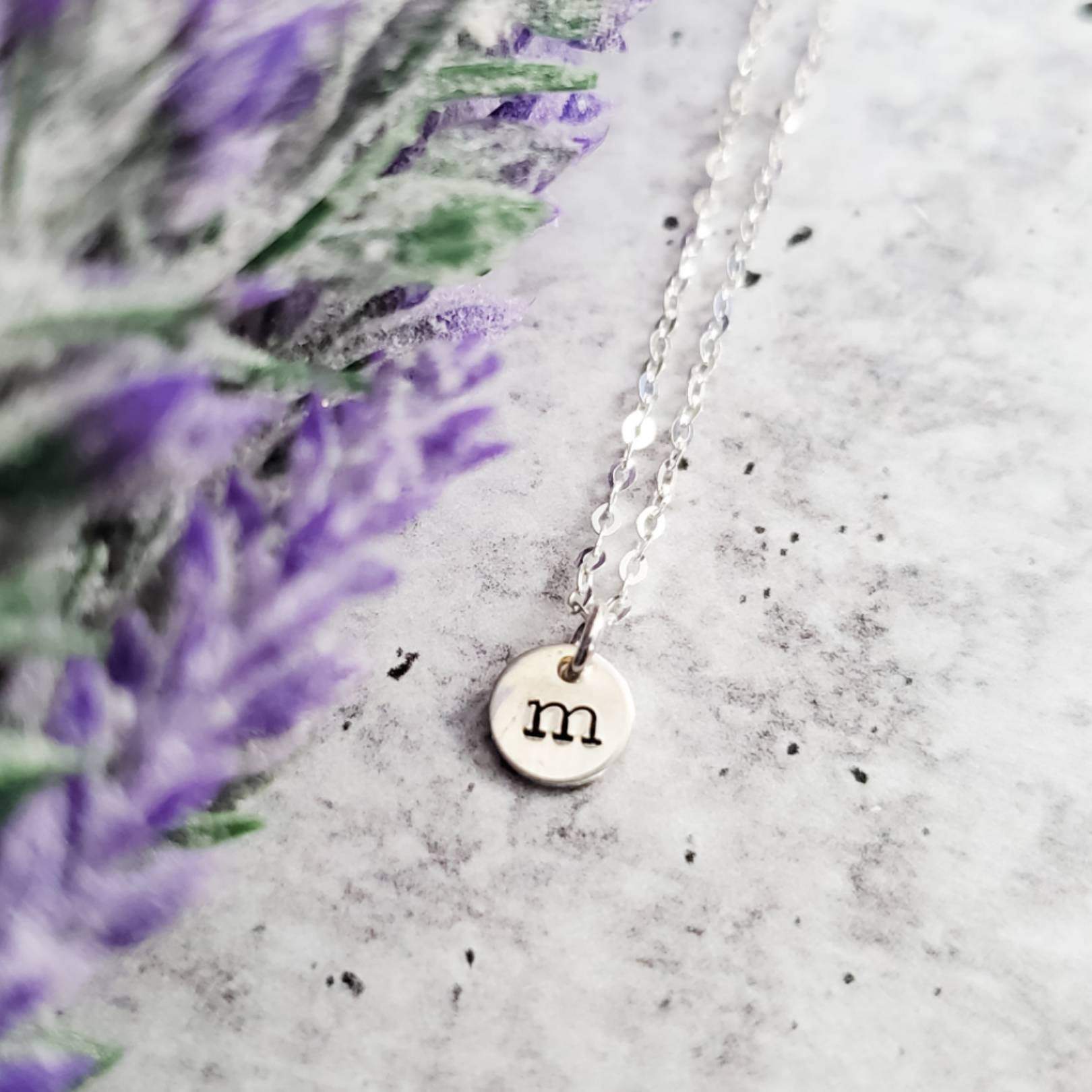 Initial Tiny Disc Necklace Salt and Sparkle
