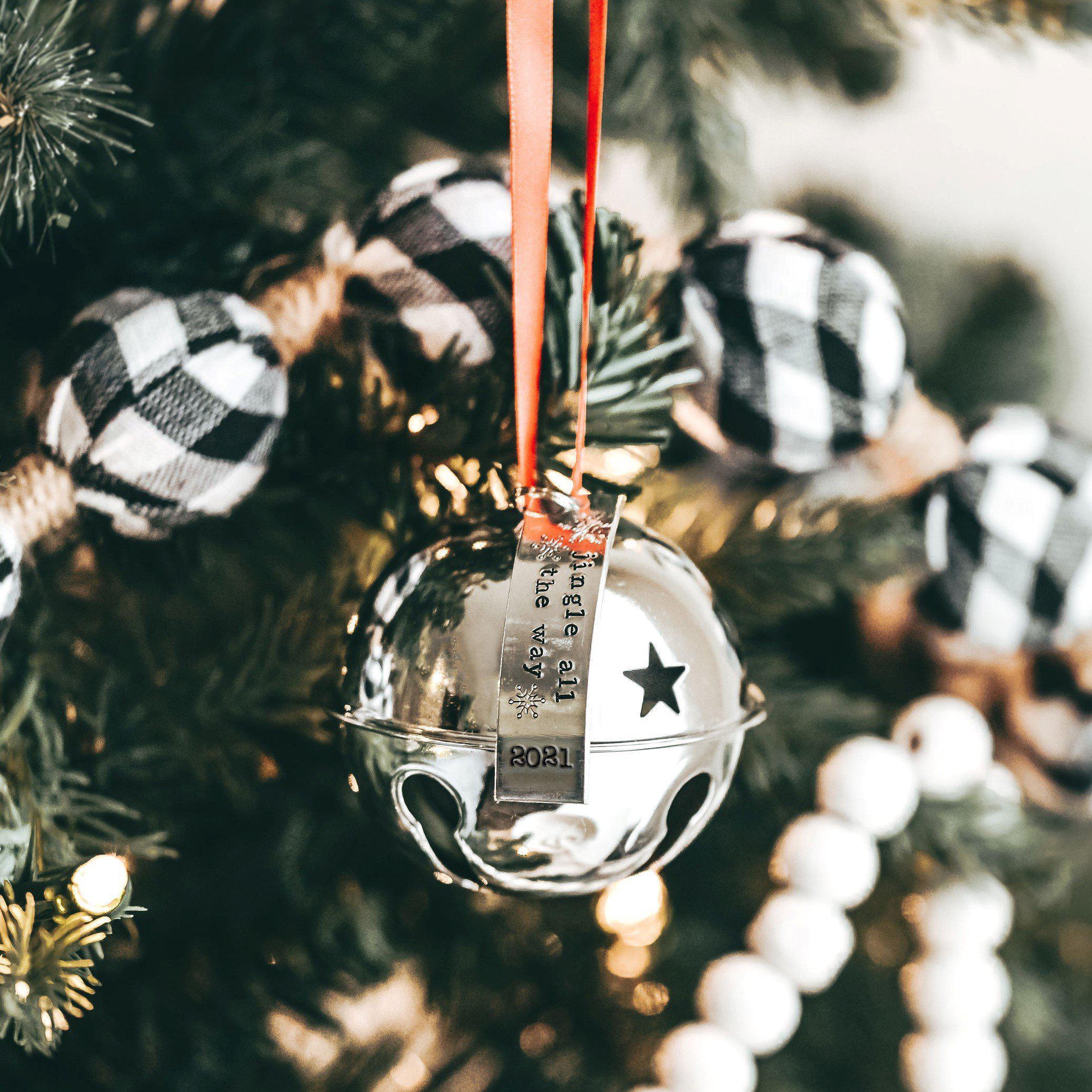 JINGLE ALL THE WAY Christmas Bell Ornament Salt and Sparkle