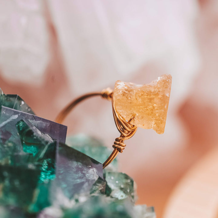 Large Citrine Stone Ring Salt and Sparkle