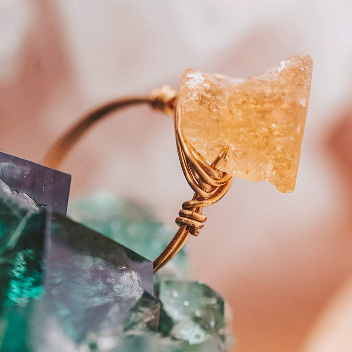 Large Citrine Stone Ring Salt and Sparkle