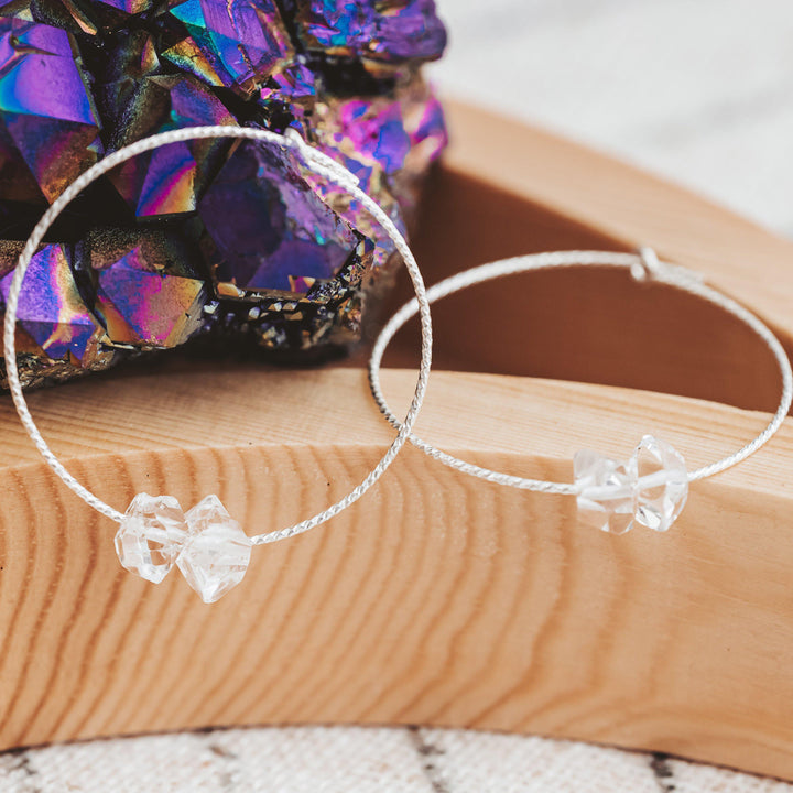 Large Herkimer Diamond Hoop Earrings Salt and Sparkle