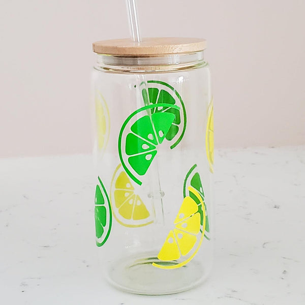 Lemon Lime Beer Can Glass Salt and Sparkle