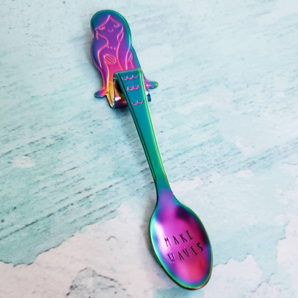 MAKE WAVES Rainbow Mermaid Spoon Salt and Sparkle