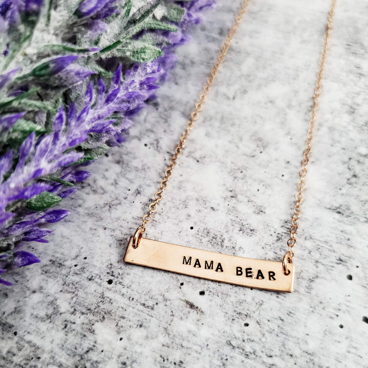 MAMA BEAR Bar Necklace Salt and Sparkle