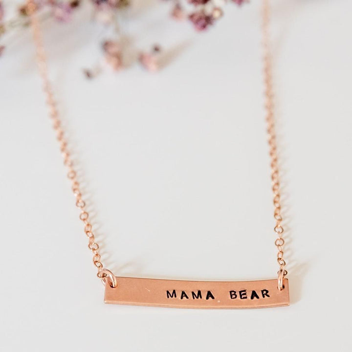 MAMA BEAR Bar Necklace Salt and Sparkle