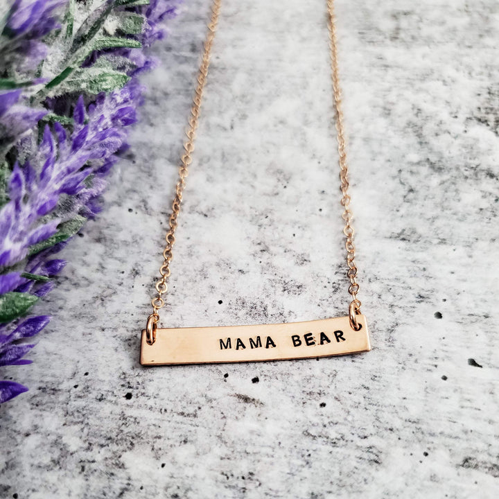 MAMA BEAR Bar Necklace Salt and Sparkle