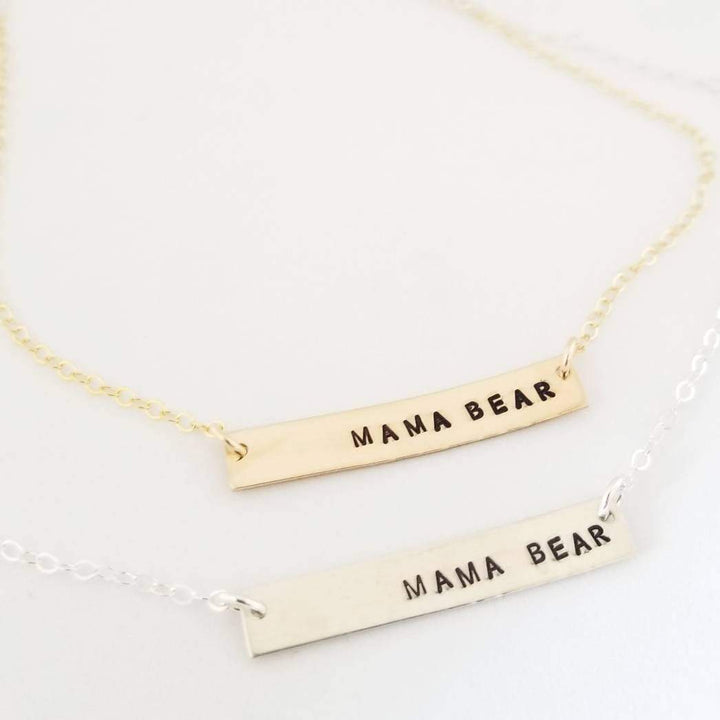 MAMA BEAR Bar Necklace Salt and Sparkle