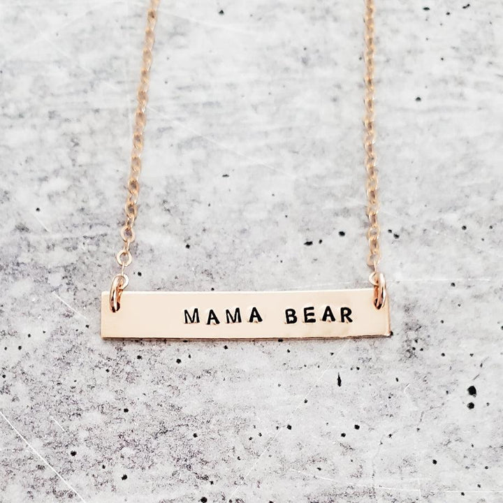 MAMA BEAR Bar Necklace Salt and Sparkle