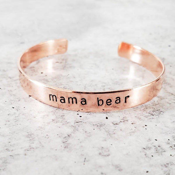 MAMA BEAR Stacking Cuff Bracelet Salt and Sparkle