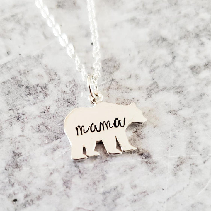 MAMA Bear Silver Necklace Salt and Sparkle