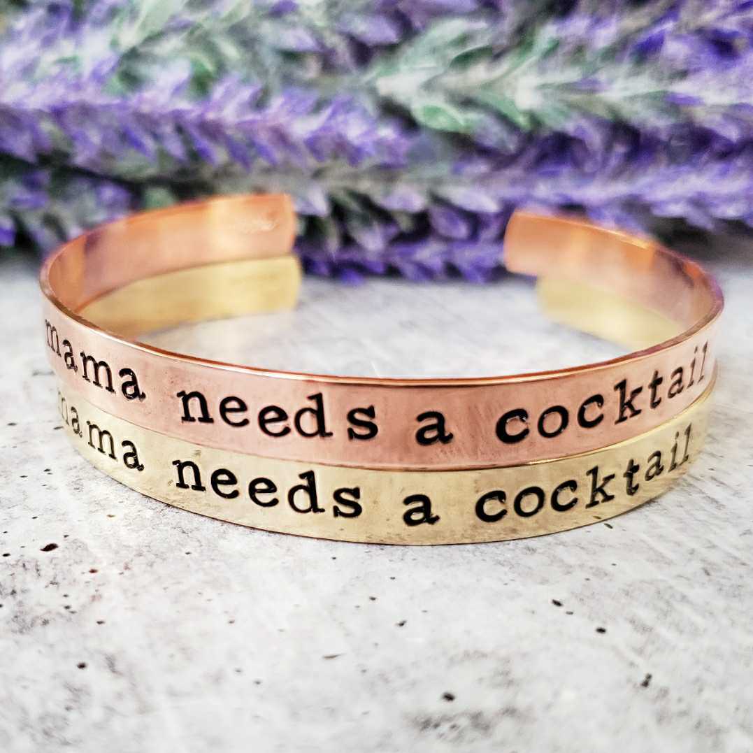 MAMA NEEDS A COCKTAIL Stacking Cuff Bracelet Salt and Sparkle