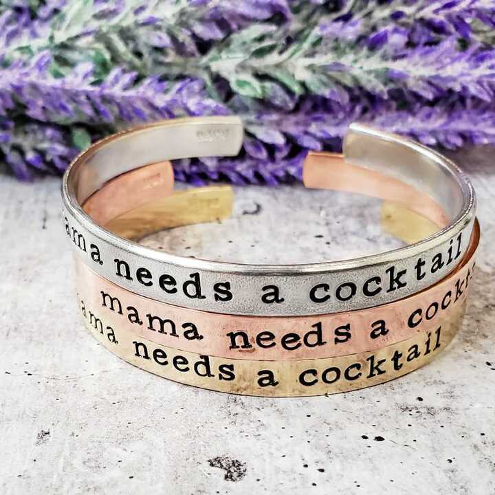 MAMA NEEDS A COCKTAIL Stacking Cuff Bracelet Salt and Sparkle