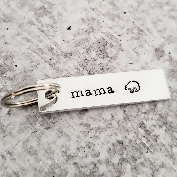 MAMA with Bear Emoji Bar Keychain Salt and Sparkle