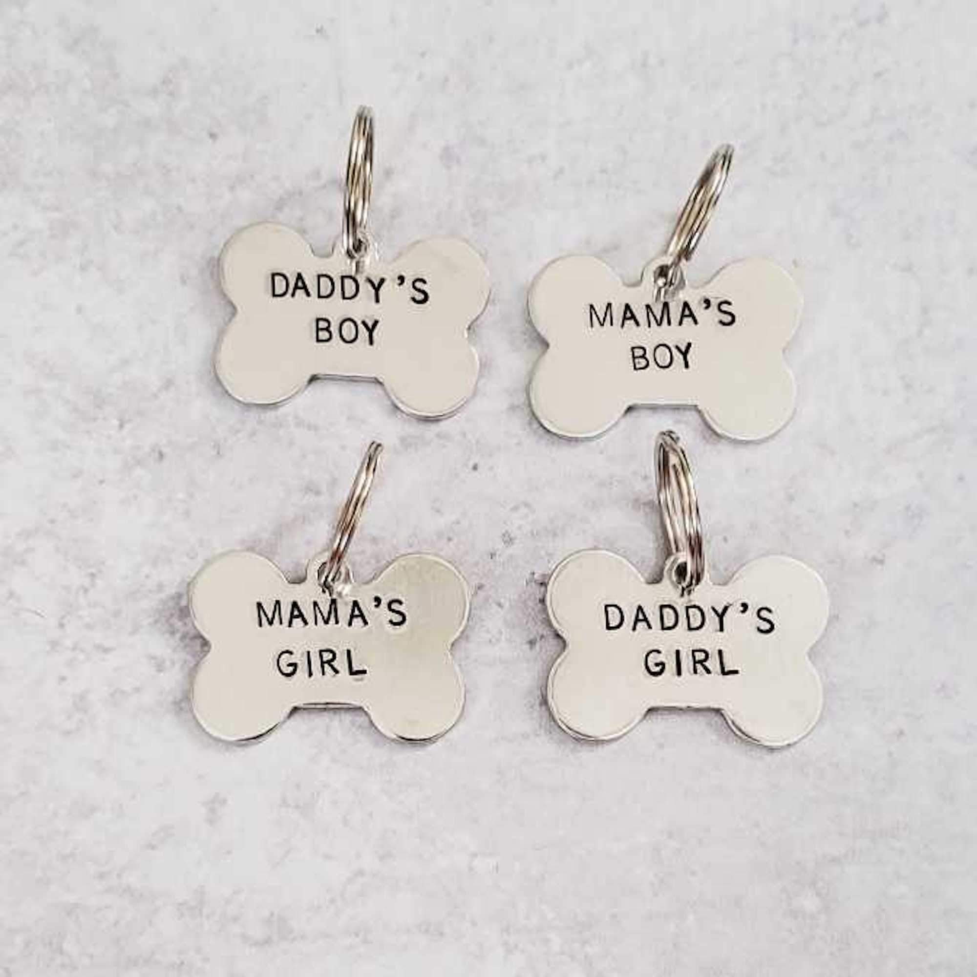 MAMA'S BOY / DADDY'S GIRL Bone-Shaped Pet Tag Salt and Sparkle