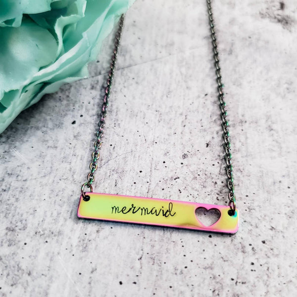 MERMAID Rainbow Bar Necklace Salt and Sparkle