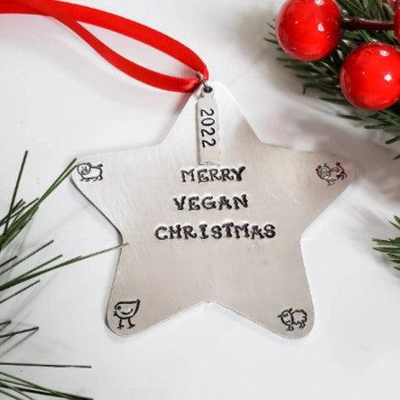 MERRY VEGAN CHRISTMAS Star Ornament Salt and Sparkle