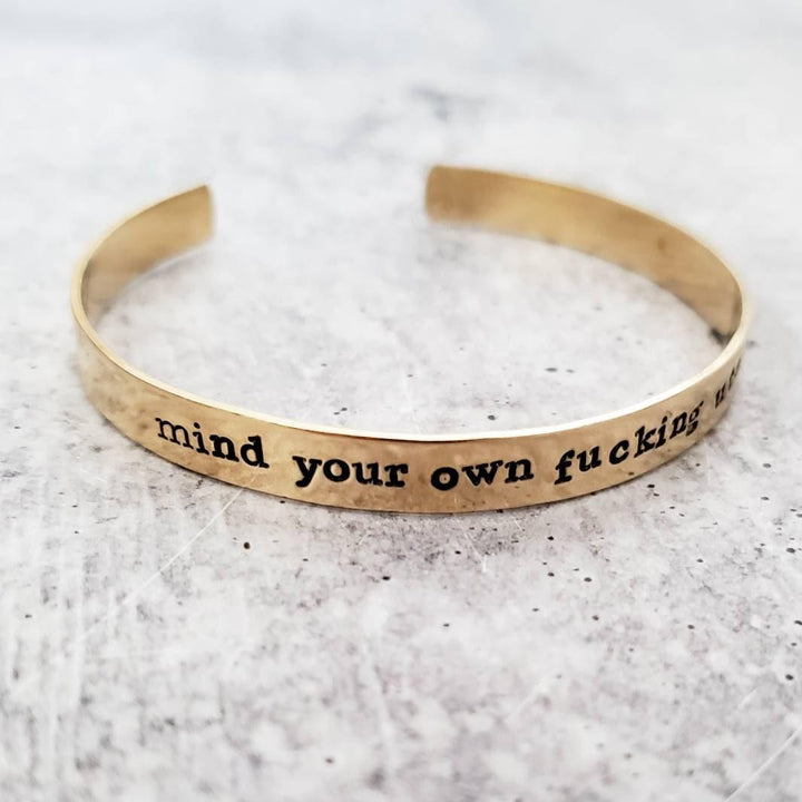 MIND YOUR OWN FUCKING UTERUS Stacking Cuff Bracelet Salt and Sparkle