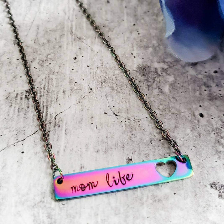 MOM LIFE Rainbow Bar Necklace Salt and Sparkle