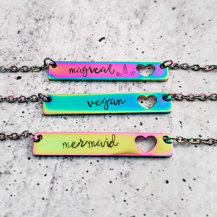 MOM LIFE Rainbow Bar Necklace Salt and Sparkle