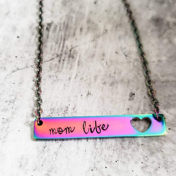 MOM LIFE Rainbow Bar Necklace Salt and Sparkle