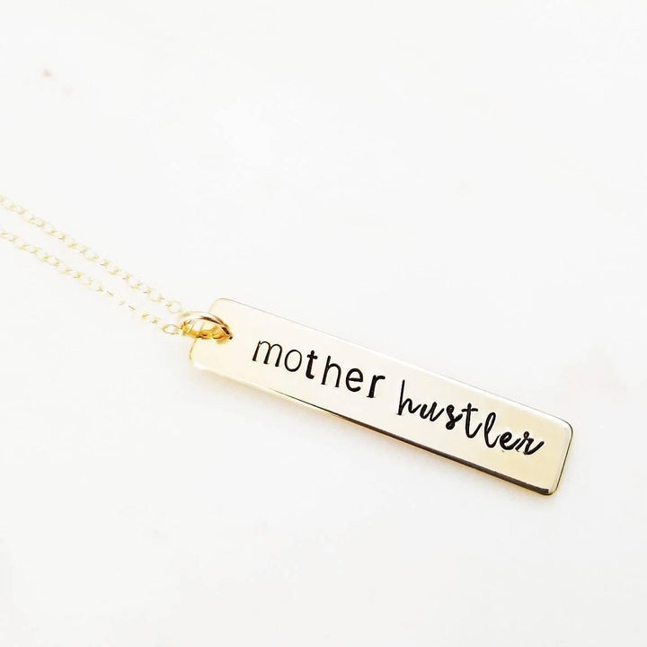 MOTHER HUSTLER Vertical Bar Necklace Salt and Sparkle