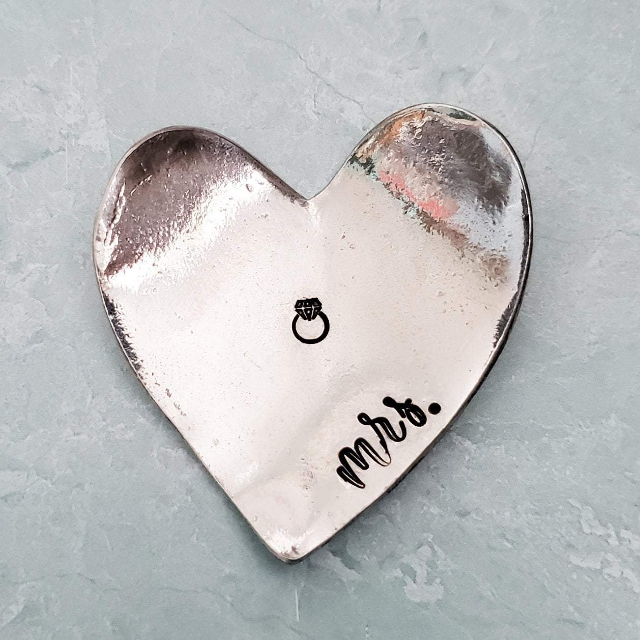 MRS Pewter Heart Shaped Trinket Dish Salt and Sparkle