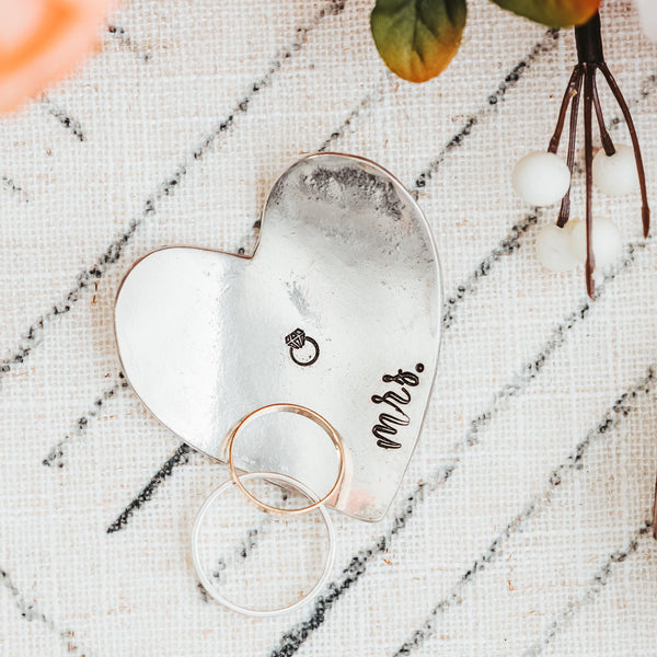 MRS Pewter Heart Shaped Trinket Dish Salt and Sparkle