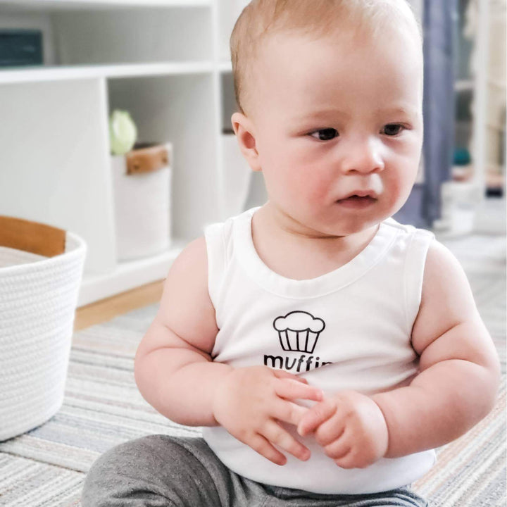 MUFFIN Sleeveless Organic Cotton Baby Bodysuit Salt and Sparkle