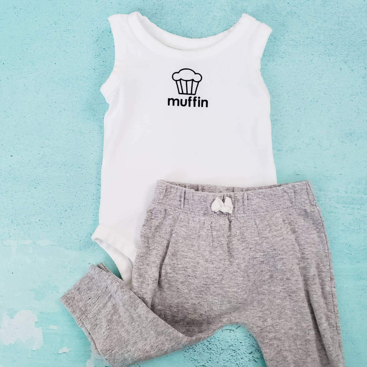 MUFFIN Sleeveless Organic Cotton Baby Bodysuit Salt and Sparkle