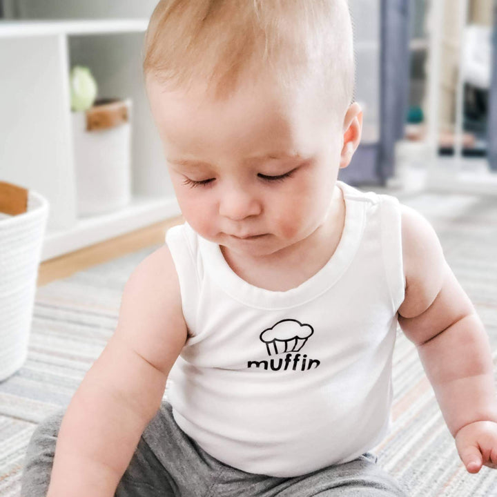 MUFFIN Sleeveless Organic Cotton Baby Bodysuit Salt and Sparkle