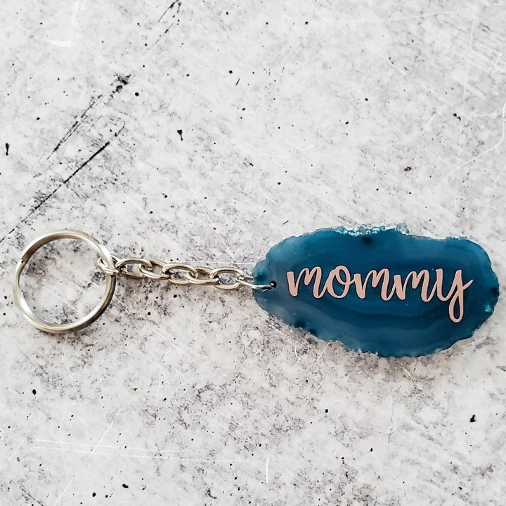 Mama Crystal Agate Keychain Salt and Sparkle