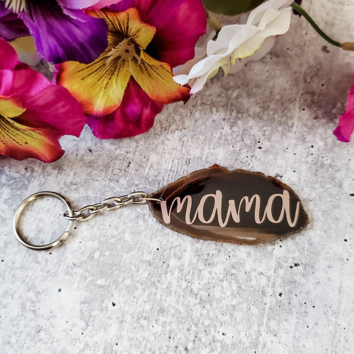 Mama Crystal Agate Keychain Salt and Sparkle