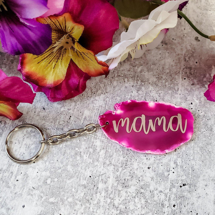 Mama Crystal Agate Keychain Salt and Sparkle