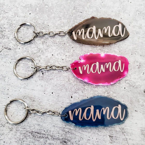 Mama Crystal Agate Keychain Salt and Sparkle