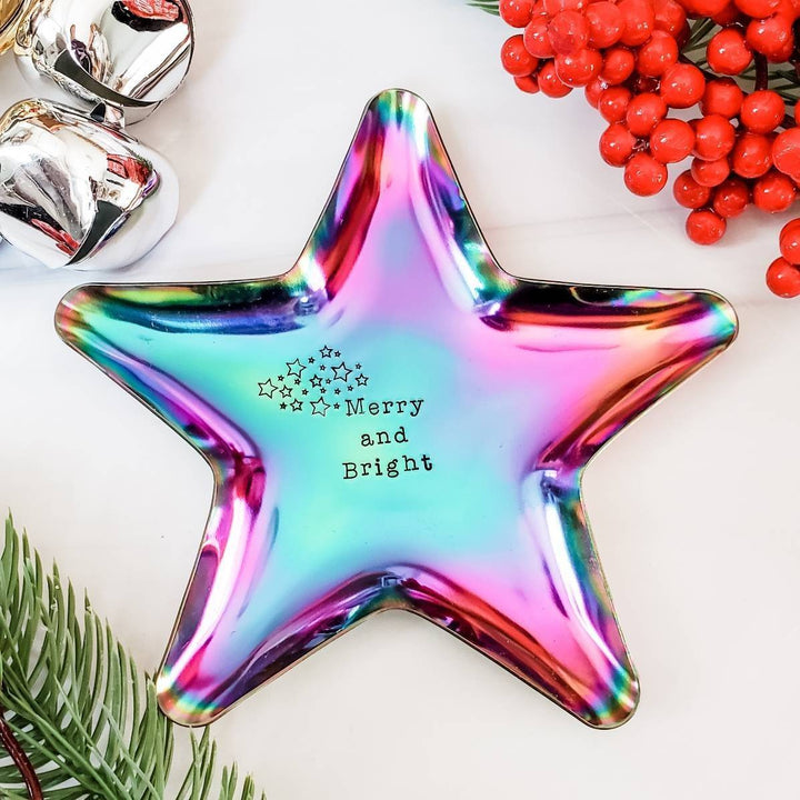 Merry and Bright Star Christmas Trinket Dish Salt and Sparkle