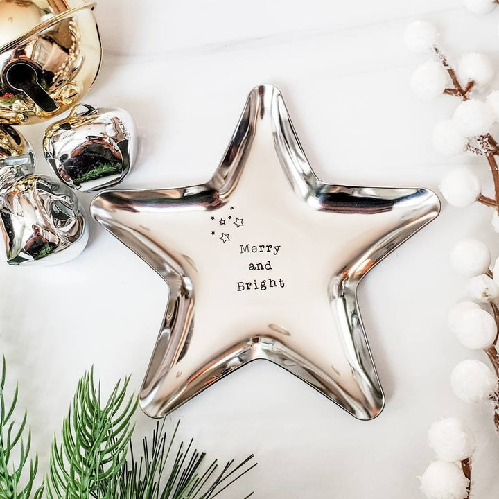 Merry and Bright Star Christmas Trinket Dish Salt and Sparkle