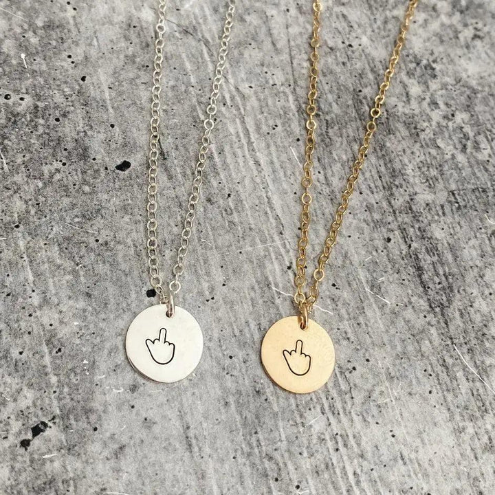 Middle Finger Disc Necklace Salt and Sparkle