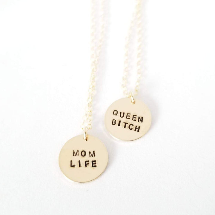 Mom Life Disc Necklace Salt and Sparkle