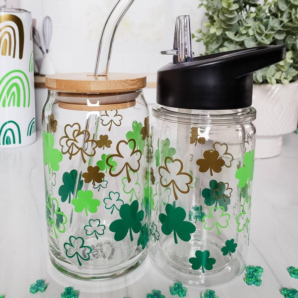 Mommy and Me Matching St. Patrick's Day Shamrock Drink Tumblers Salt and Sparkle