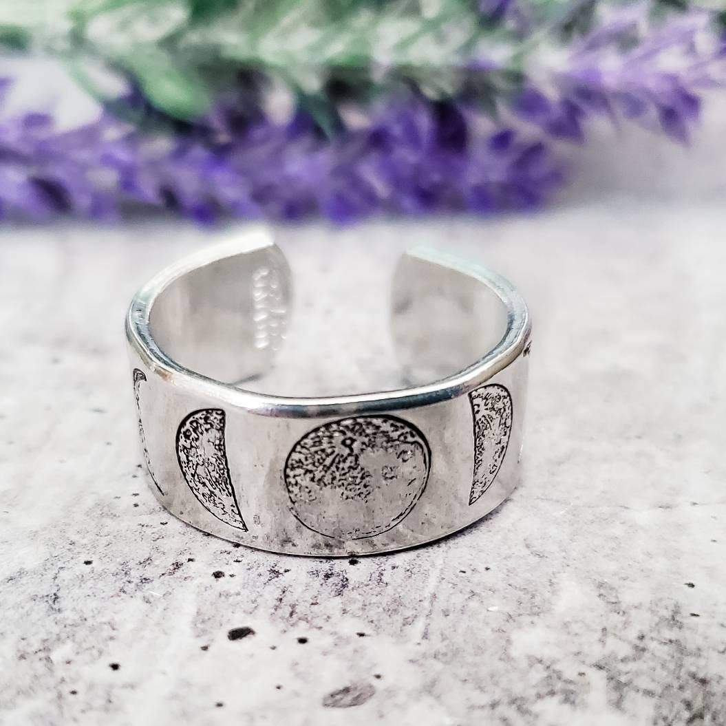 Moon Phases Celestial Silver Ring Salt and Sparkle