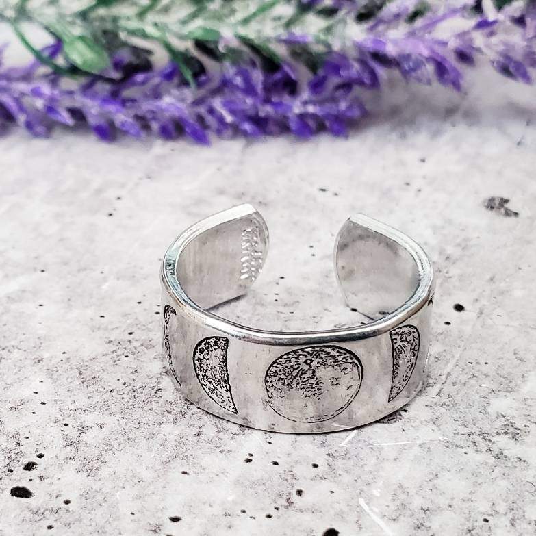 Moon Phases Celestial Silver Ring Salt and Sparkle