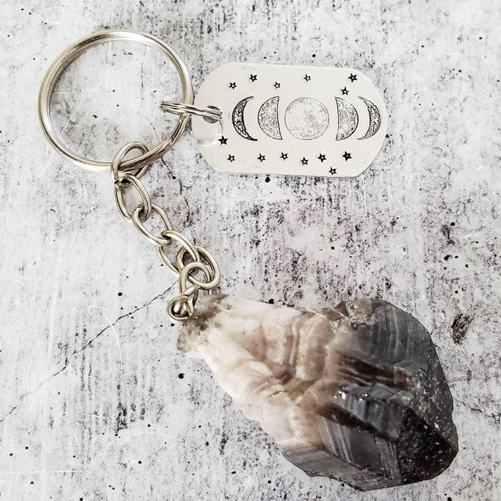 Moon Phases Dark Amethyst Keychain Salt and Sparkle