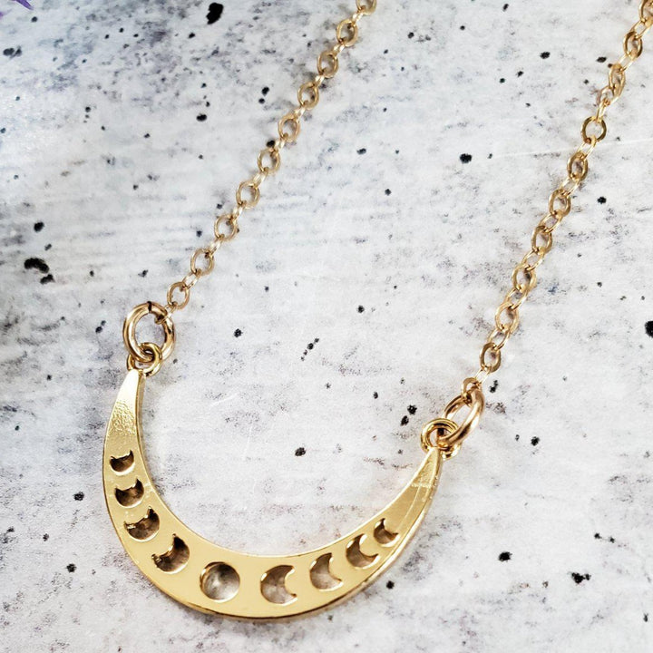 Moon Phases Gold Layering Necklace Salt and Sparkle