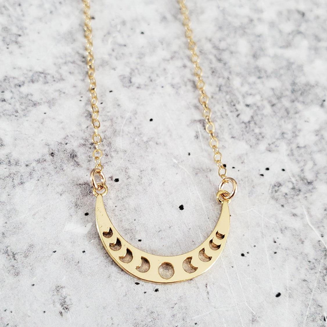 Moon Phases Gold Layering Necklace Salt and Sparkle