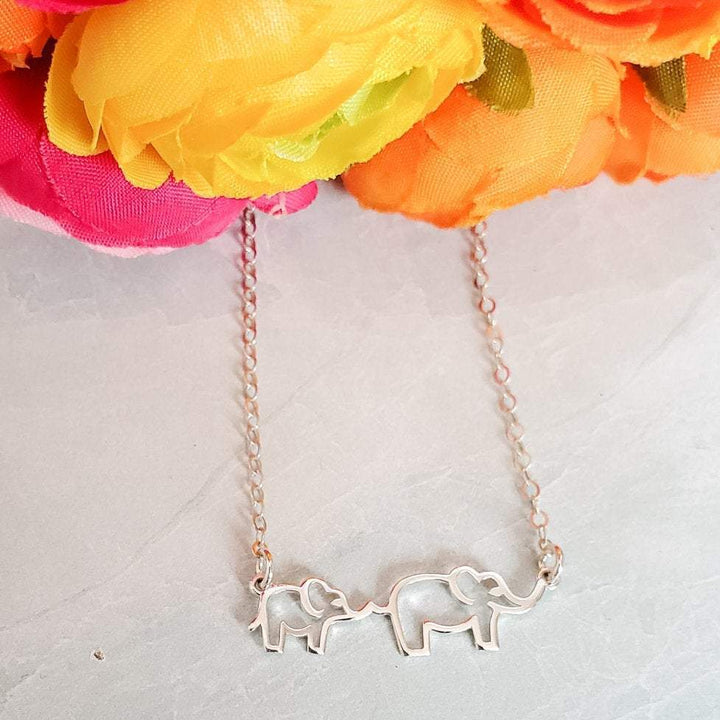 Mother and Baby Elephant Silver Necklace Salt and Sparkle