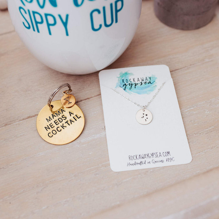 Mother's Day Gift Box with Wine Tumbler, Keychain, and Zodiac Necklace Salt and Sparkle