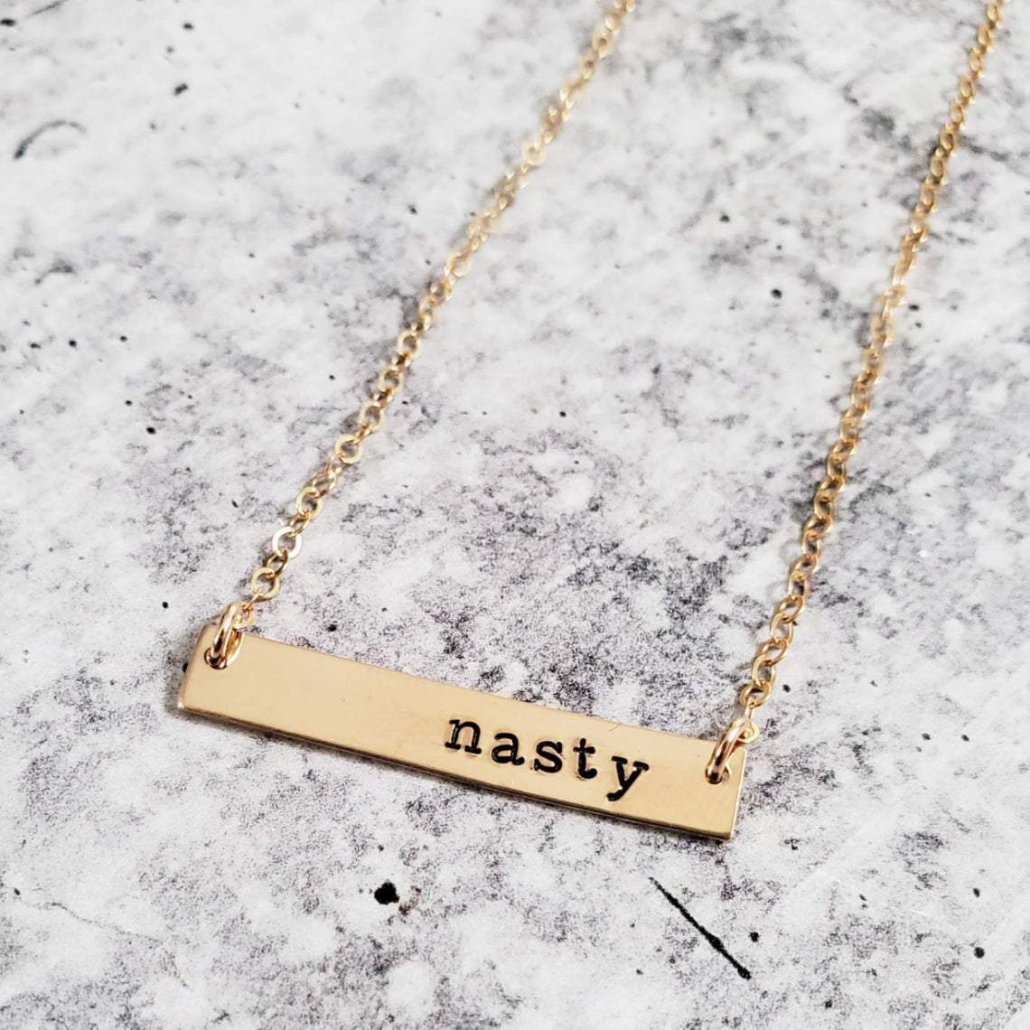 NASTY Feminist Bar Necklace Salt and Sparkle