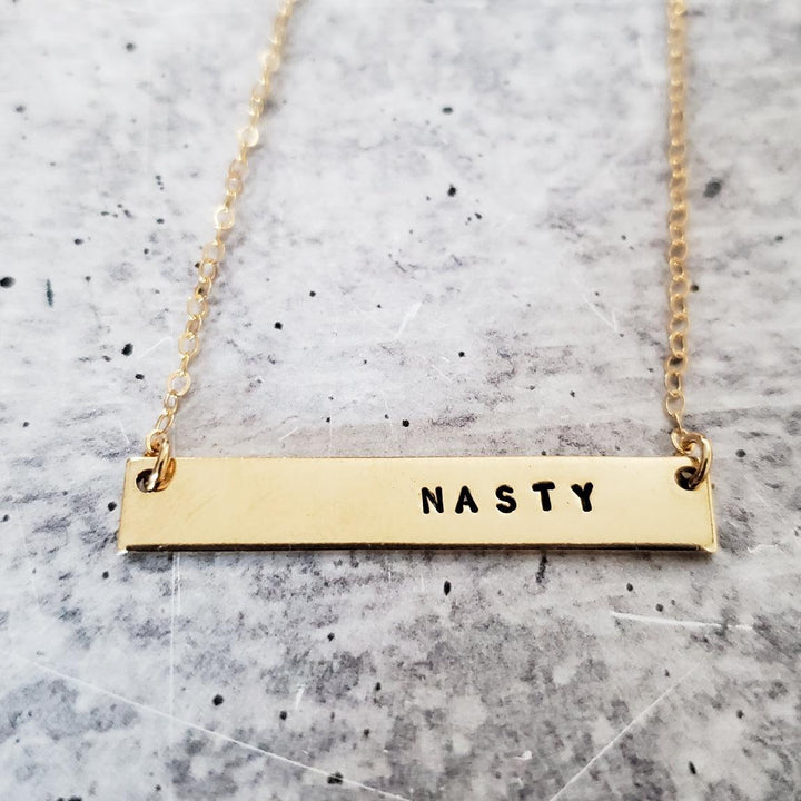 NASTY Feminist Bar Necklace Salt and Sparkle